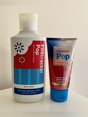 Bath & Body Works Firecracker Pop Shower Gel 10oz & Travel Size Body Cream NEW!
